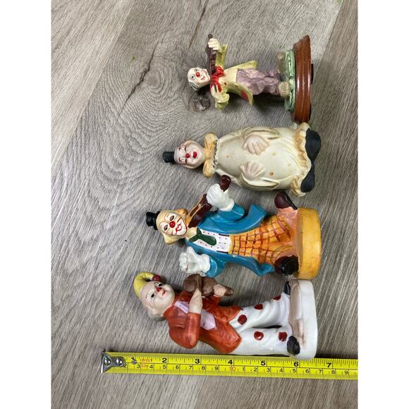 Lot of 6 Vintage Flambro Porcelain Clown Figurines Hand Painted 70s Collectible - Picture 10 of 10
